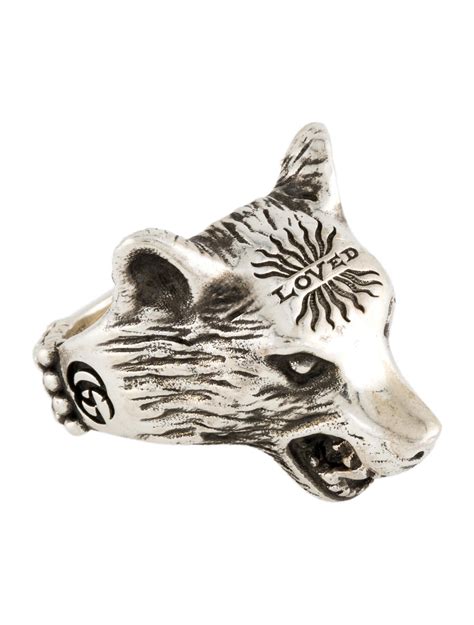 forest wolf head ring